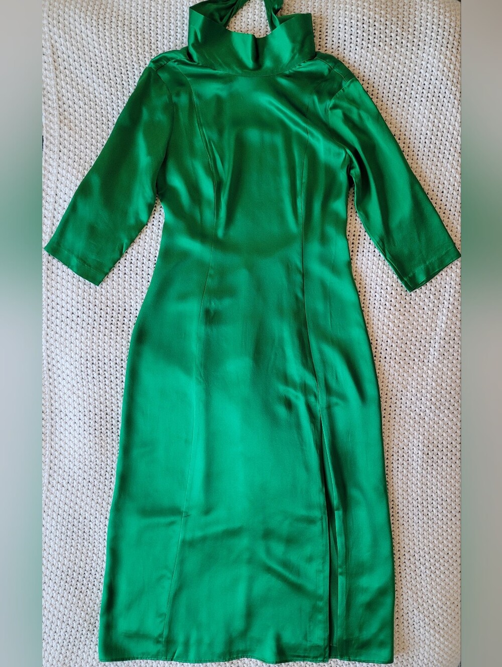 J. Crew Collection Open-Back Dress in Silk Charmeuse, Bright Kelly